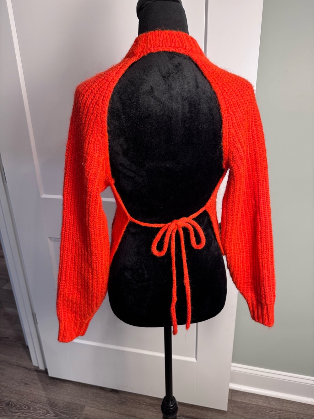 Future collective Reese Blutstein Open Back Tie Sweater orange